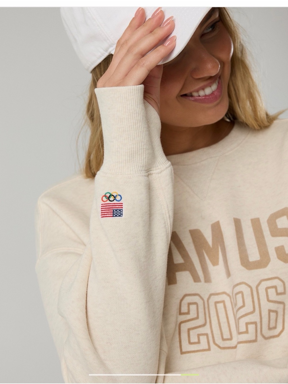 aerie TEAM USA 2026 Cream Sweatshirt - Picture 10 of 11